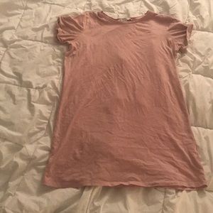 Pink t-shirt dress.